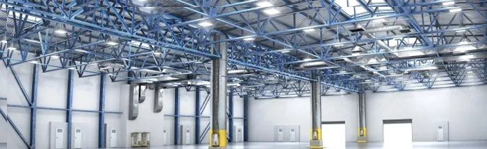 Dramatic interior LED lighting in a commercial space